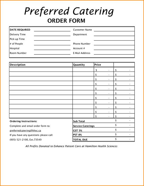 7 Essential Catering Order Form Templates In Word