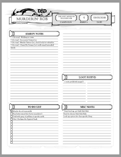 7 Essential Dnd Session Notes Templates