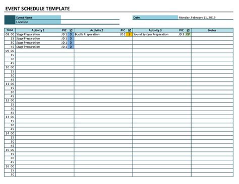 7 Essential Event Schedule Templates In Excel