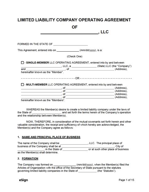 7 Essential Llc Operating Agreement Templates Free