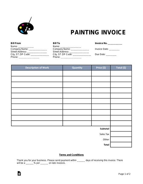 7 Essential Painting Contractor Invoice Templates