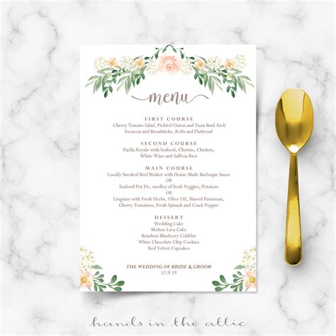 7 Essential Wedding Dinner Menu Templates