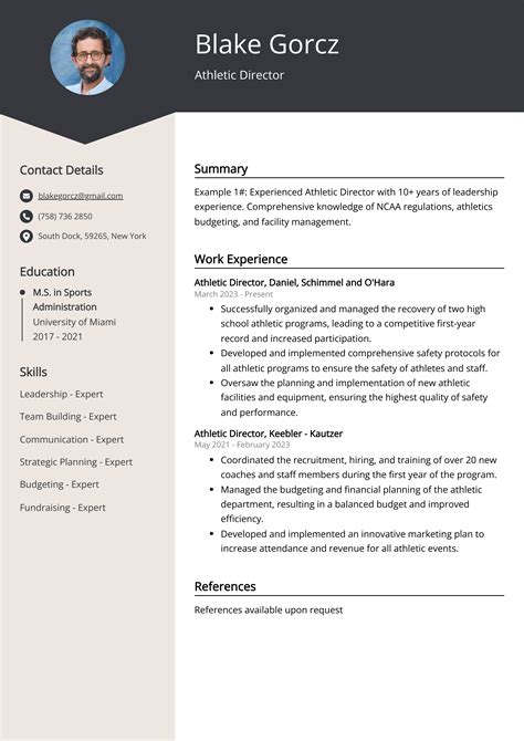 7 Essentials For An Athletic Director Resume Template