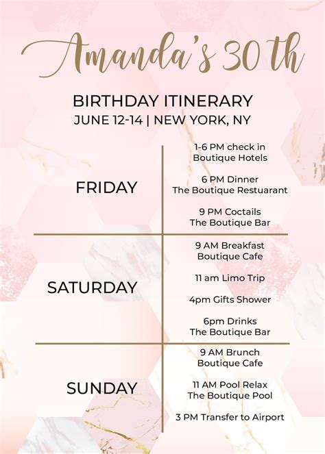 7 Free Birthday Itinerary Templates To Plan Your Day