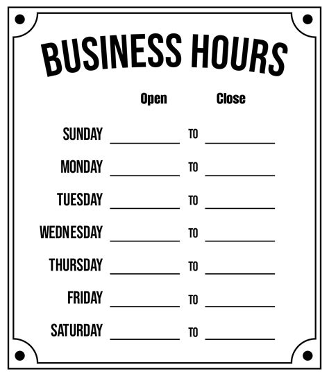 7 Free Business Hours Sign Templates