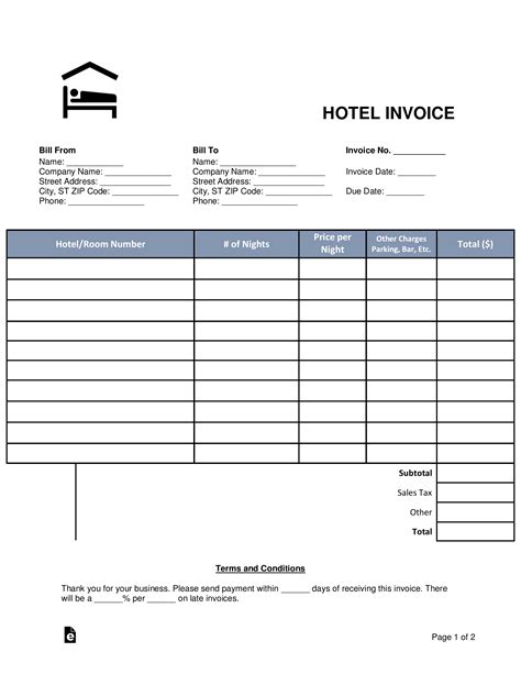 7 Free Hotel Invoice Templates In Word