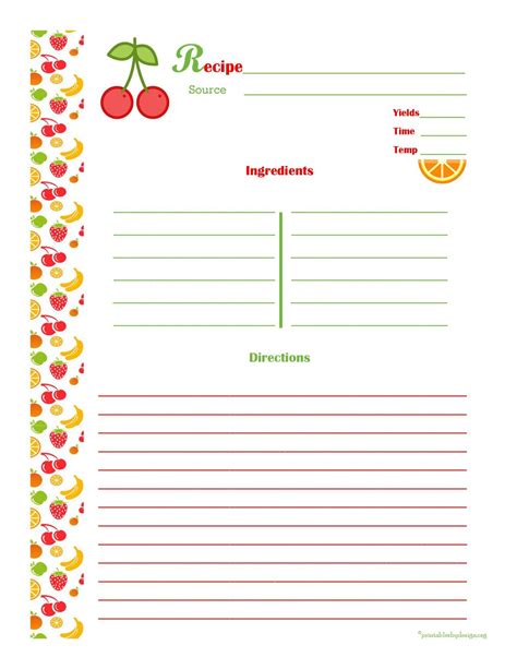 7 Free Recipe Card Templates For Microsoft Word