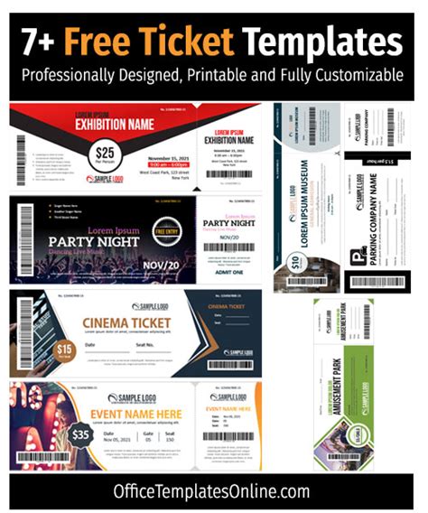 7 Free Ticket Templates In Microsoft Word