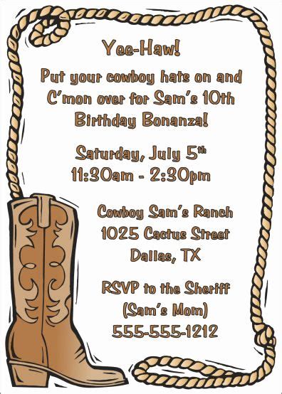 7 Free Western Party Invitation Templates