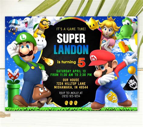 7 Super Mario Invitation Templates For Kids