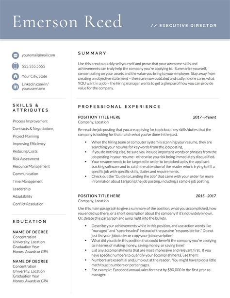 7 Ways To Create An Executive Resume Template