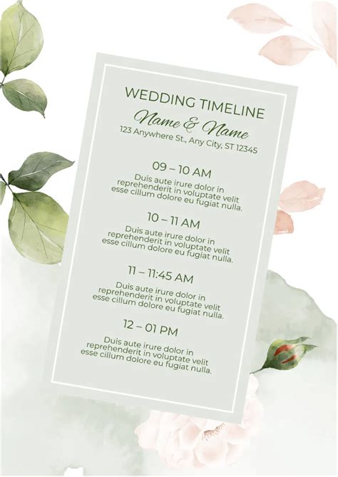 7 Wedding Itinerary Templates On Google Docs