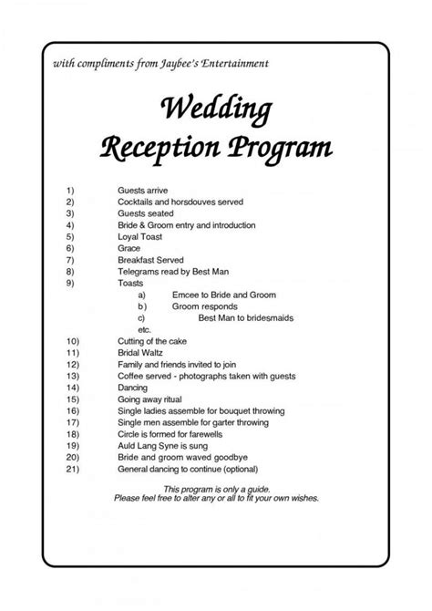 7 Wedding Reception Program Templates To Simplify Planning