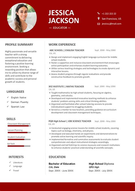 8 Essential Elements Of A Teacher Resume Template Free Word