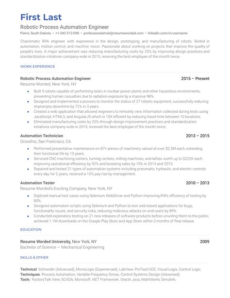 8 Essential Sections For An Automation Engineer Resume