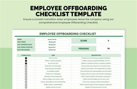 8 Steps Employee Offboarding Checklist Template Excel