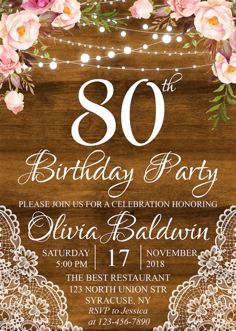 80th Birthday Invitation Templates Free Download Now