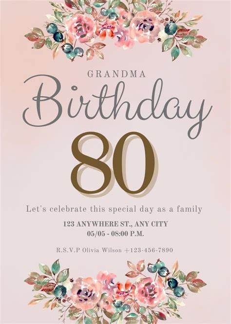 80th Birthday Invitation Templates To Honor A Milestone Birthday