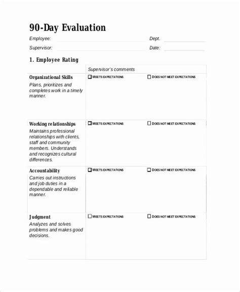 90 Day Performance Review Template Shrm Compliant