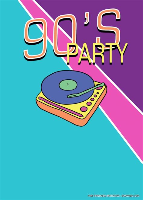 90s Party Invitation Template Free Download And Ideas