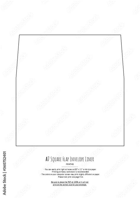 A7 Square Flap Envelope Liner Template Guide