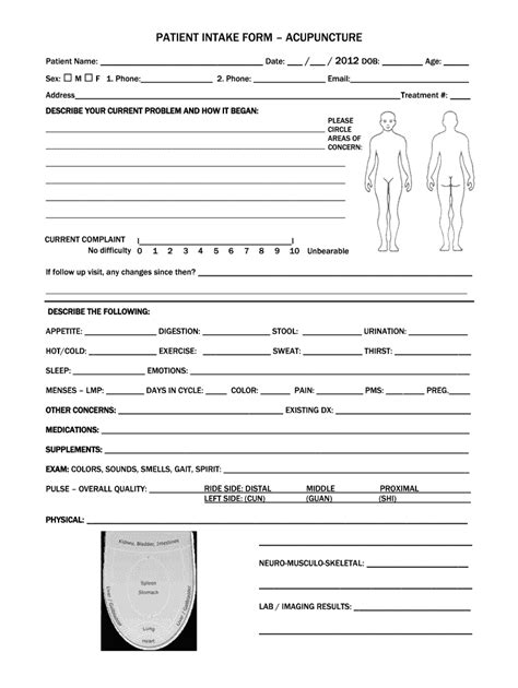 Acupuncture Intake Form Template Free Download