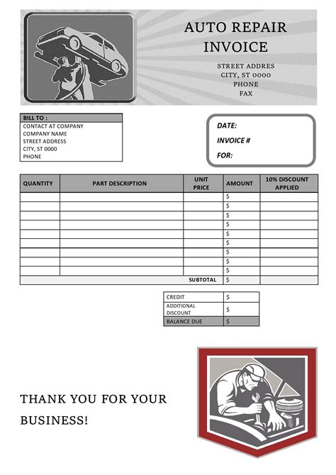 Auto Body Repair Receipt Templates Free Download