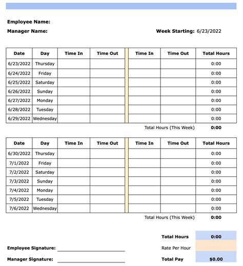 Bi-Weekly Timesheet Template For Easy Time Tracking