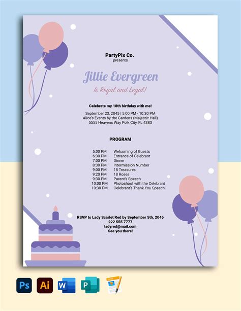 Birthday Party Program Template Example