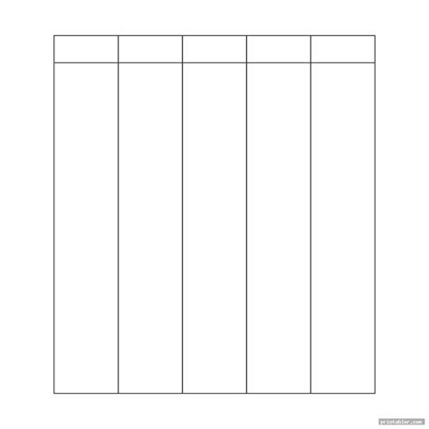 Blank 5 Column Chart Template Free Download