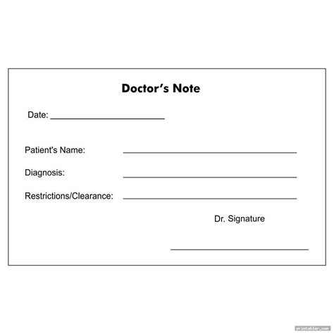 Blank Doctors Note Template For Work Or School