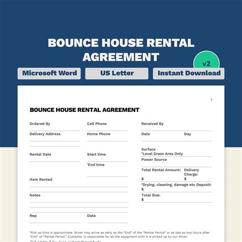 Bounce House Rental Agreement Template For Inflatable Fun