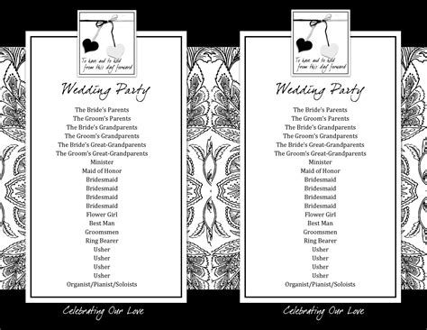 Bridal Party Program Template Example