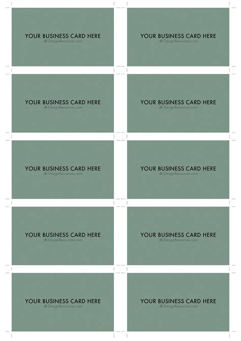 Business Card Template 10 Per Sheet Printable Design