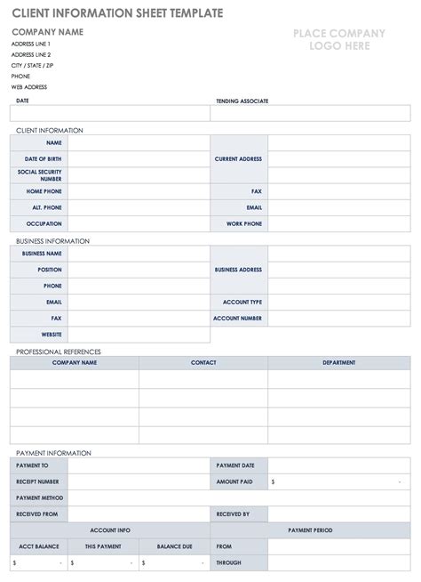 Business Client Information Template In Excel Made Easy