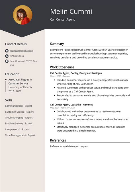 Call Center Resume Template And Examples