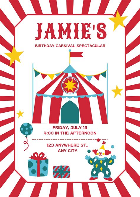 Carnival Theme Invitation Template Design Ideas