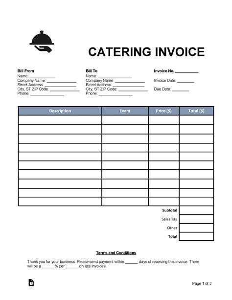 Catering Invoice Template For Food Service Businesses