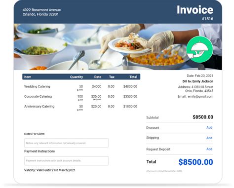 Catering Invoice Template Google Docs Free Download