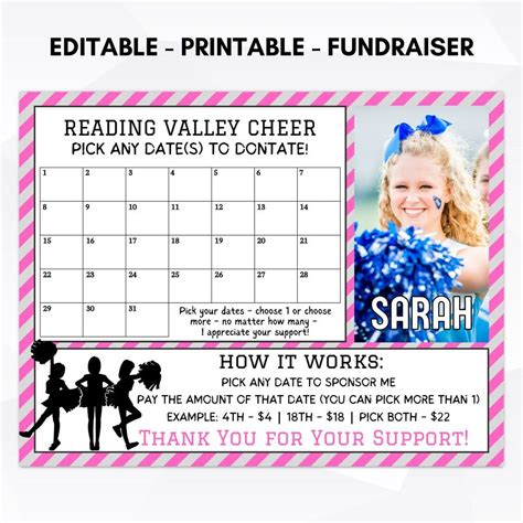 Cheer Team Fundraiser: Free Calendar Template Download