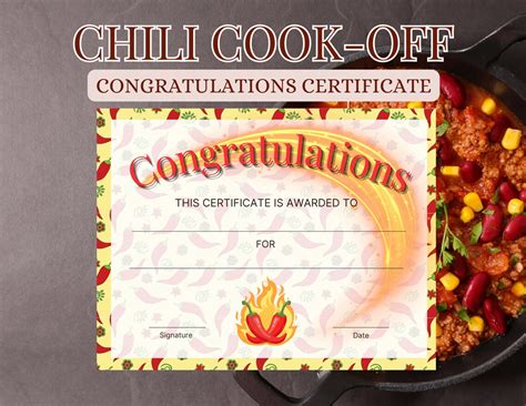 Chili Cook Off Winner Certificate Template Download