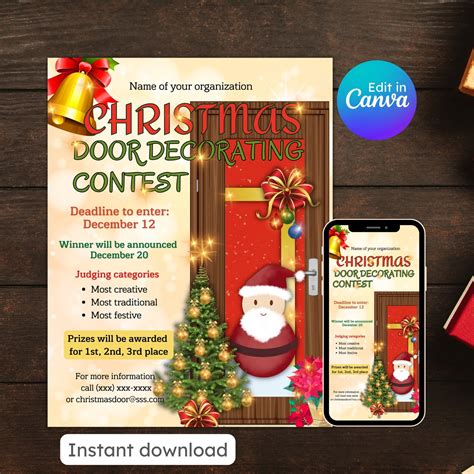 Christmas Door Decorating Contest Flyer Template Ideas