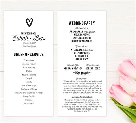 Church Wedding Ceremony Program Template Guide