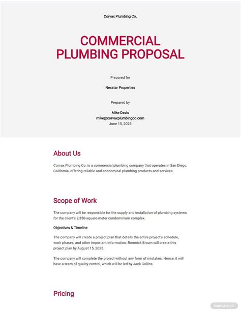 Commercial Plumbing Proposal Template For Contractors