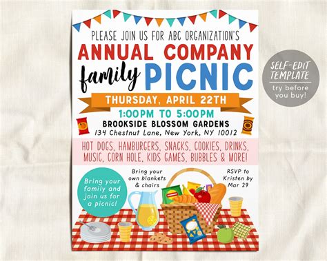 Company Picnic Flyer Template Free Download