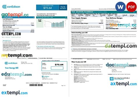 Con Edison Bill Template For Easy Payment Management