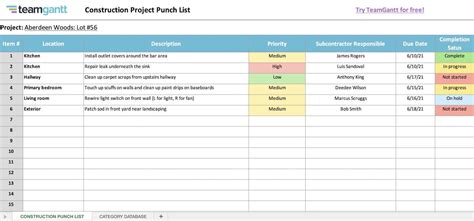 Construction Punch List Template Excel Made Easy