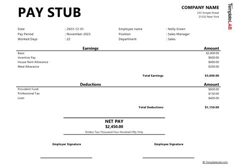 Contractor Pay Stub Template In Microsoft Word