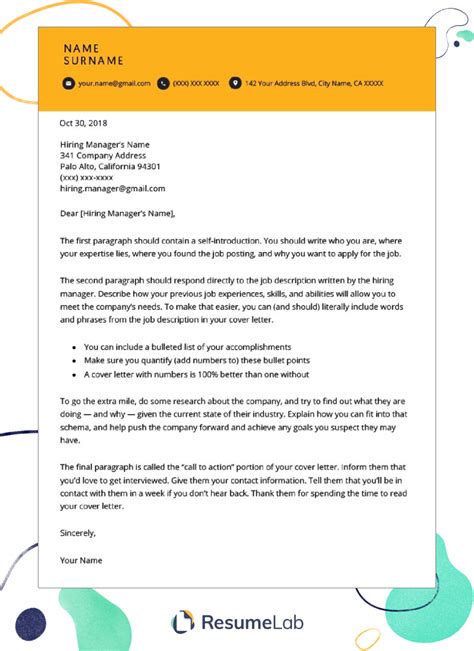 Cover Letter Template Word Download Free Examples