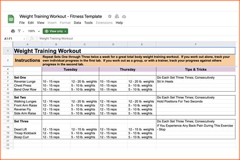 Create A Custom Workout Plan With Google Sheets Template